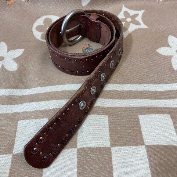 FOSSIL Women's Leather Belt Walnut Sz S Equestrian Cowgirl Western Southern Wear - Picture 2 of 8